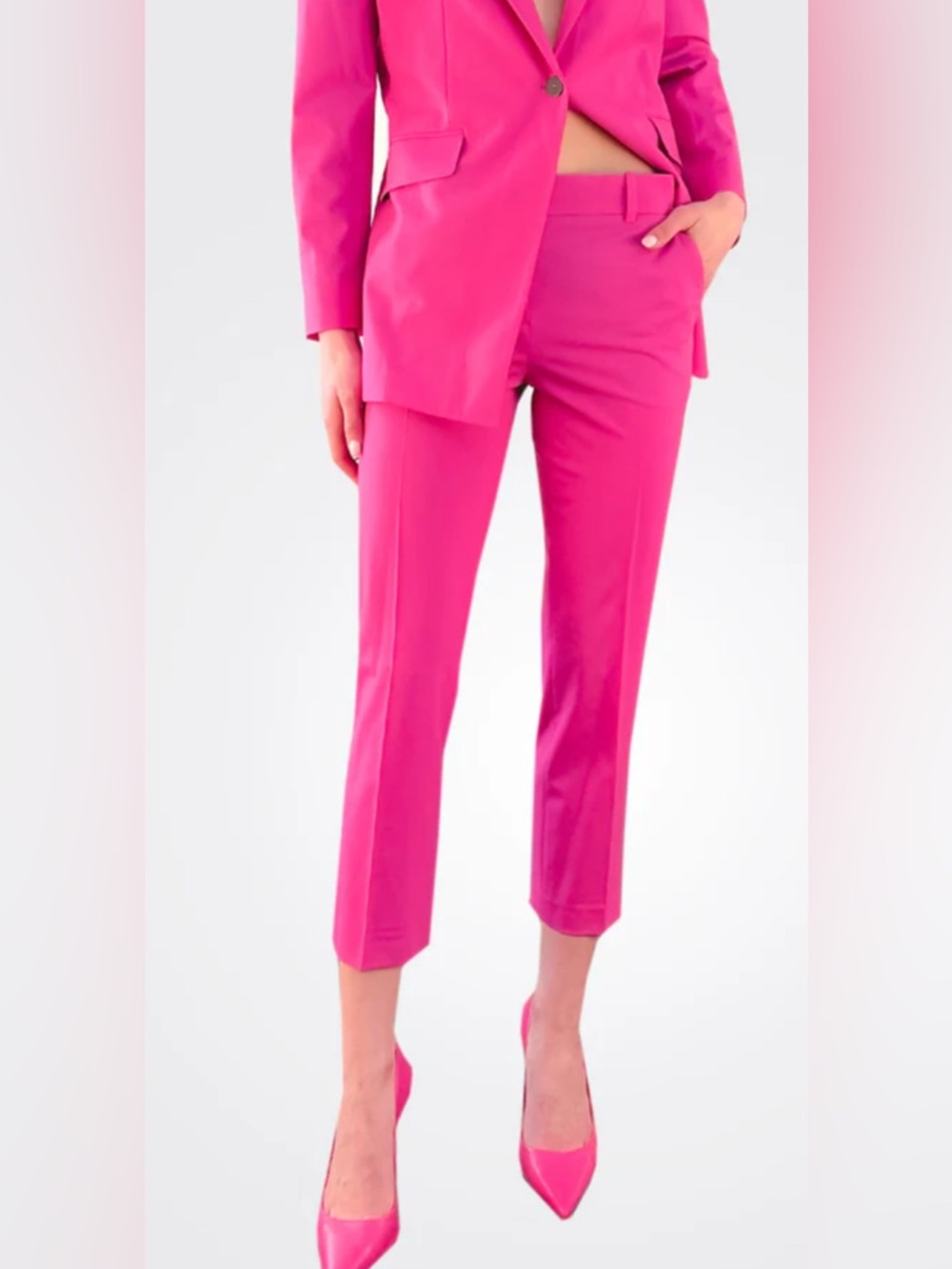 Theory Dress Pink Watermelon Trecca Trouser Pants 4 Summer Wool Straight Leg